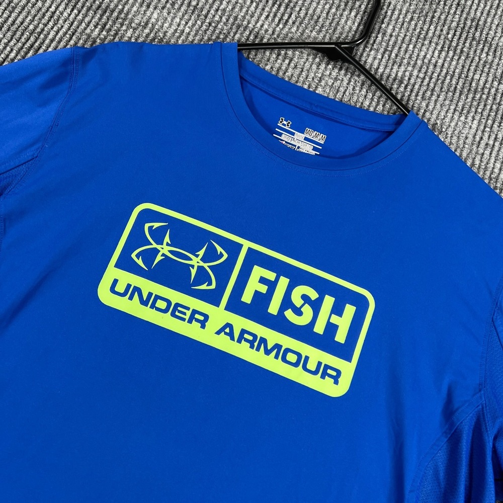 Under Armour Shirt Mens Medium Blue Long Sleeve Fishing Outdoor Casual Loose